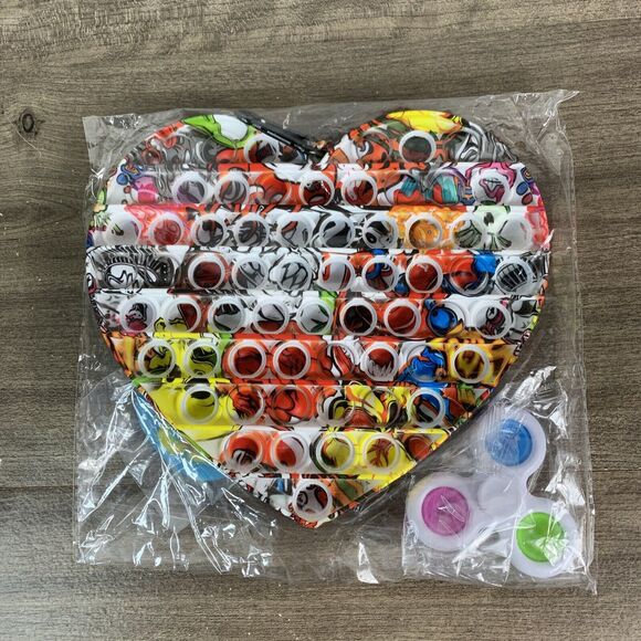 Heart Pop Bubble Fidget Sensory Toy Bubble Popping, Silicone Fidget Snapper Grab - Picture 3 of 6